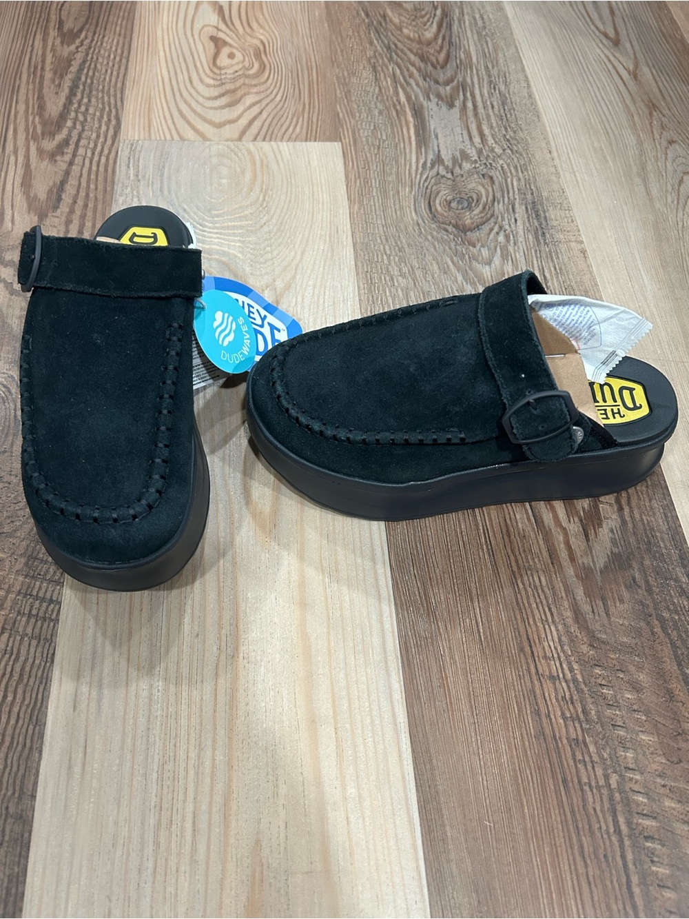 Kids Black Suede Slip-On Clog with buckle